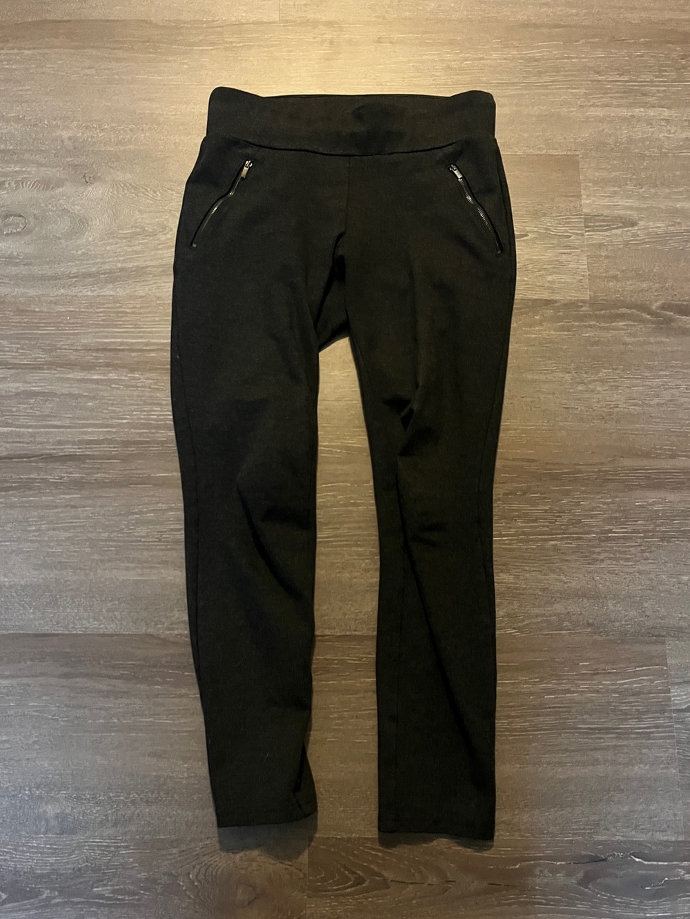 Ann Taylor Black Ponte Leggings with Zip Details size small